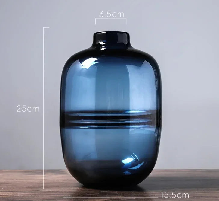 Minimalist Blue Black Glass Vase