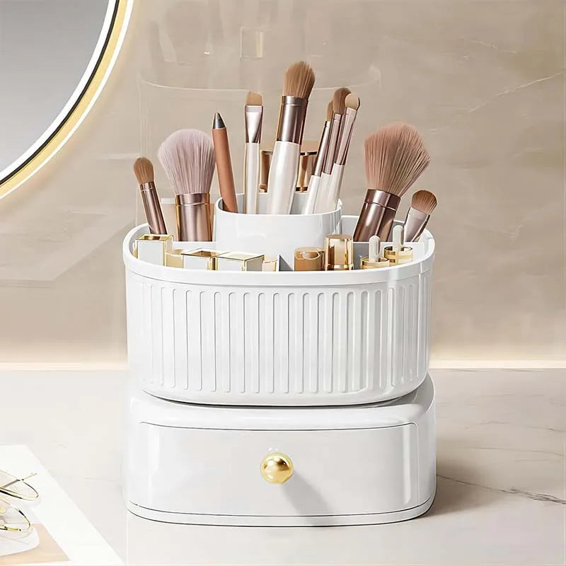 360° Glam Organizer: Makeup Brush Box with Drawer