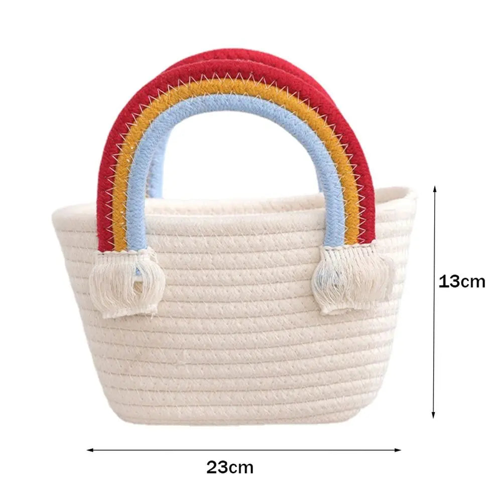 Rainbow Handles Woven Storage Basket