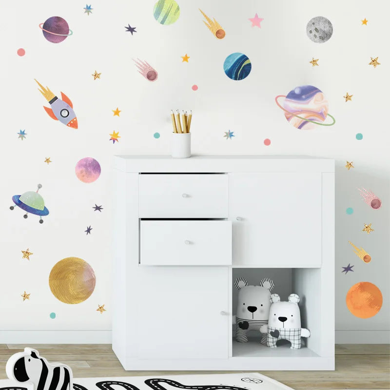 Stellar Adventures: Rocket and Star Wall Sticker Set