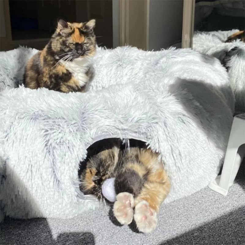 Fluffy Haven Multifunctional Cat Tunnel Bed