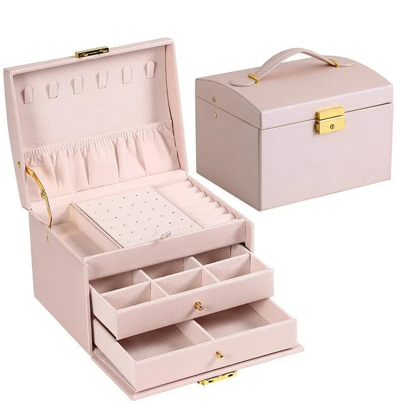 Triple Layer Leather Drawer Style Jewellery Box