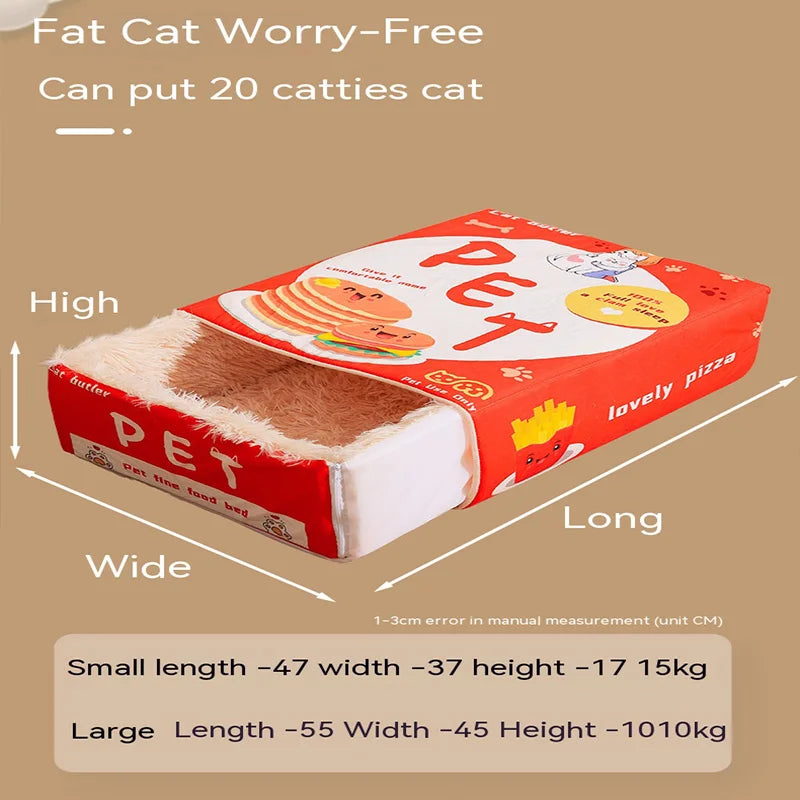 Hamburger Snack Box Bed & Removable Plush Cushion for Cats and Dogs