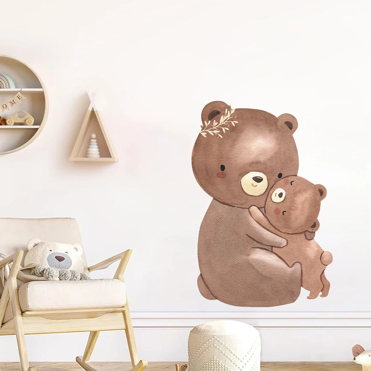 Adorable Cartoon Moon & Star Sleepy Bear Wall Stickers