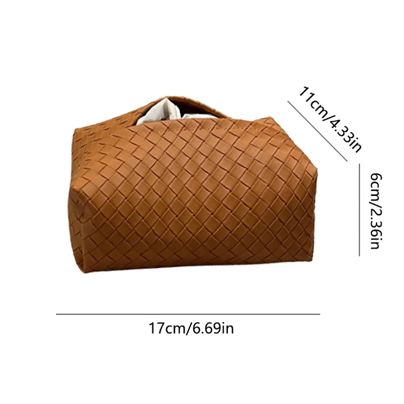 Chic Weave Leather Tissue Box