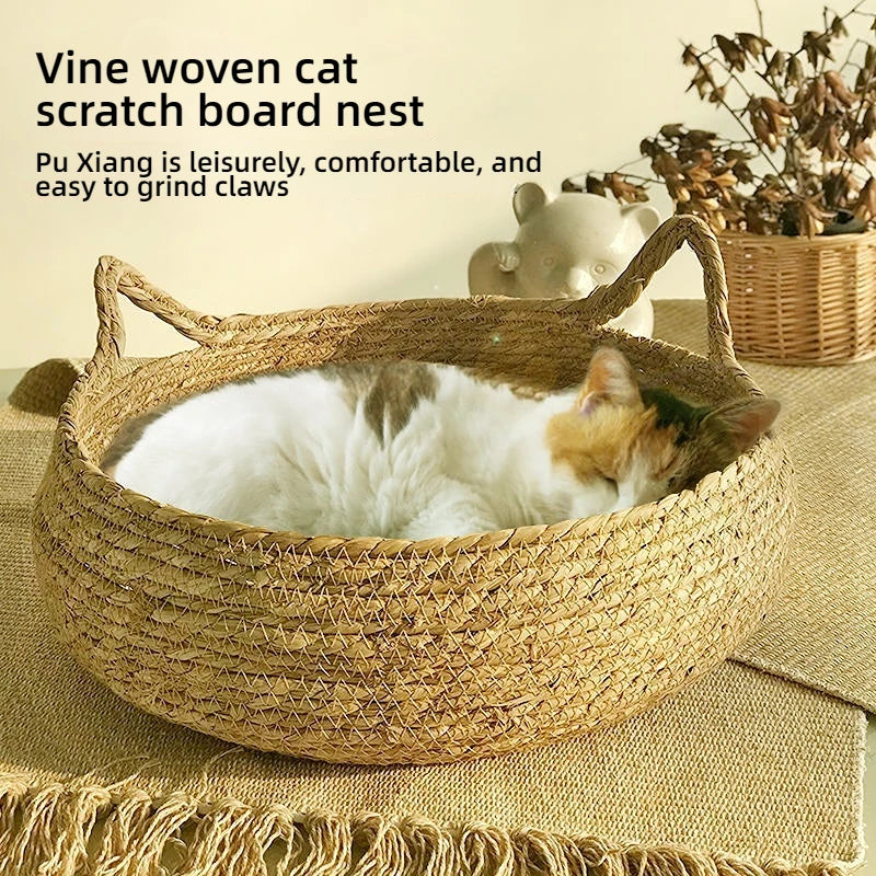 Rattan Retreat: Handwoven Cat Bed