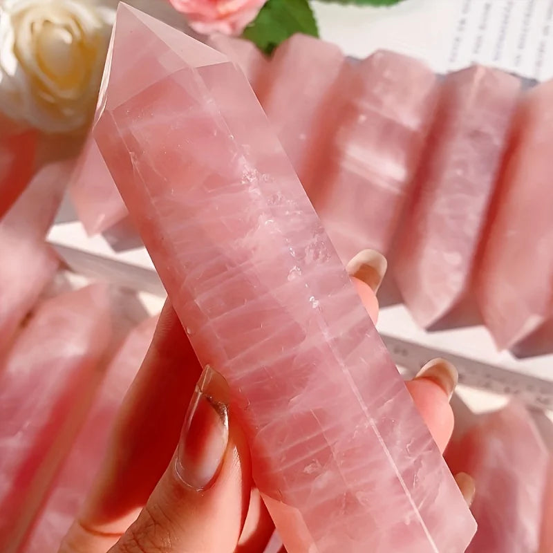 Rose Quartz Natural Crystal Tower