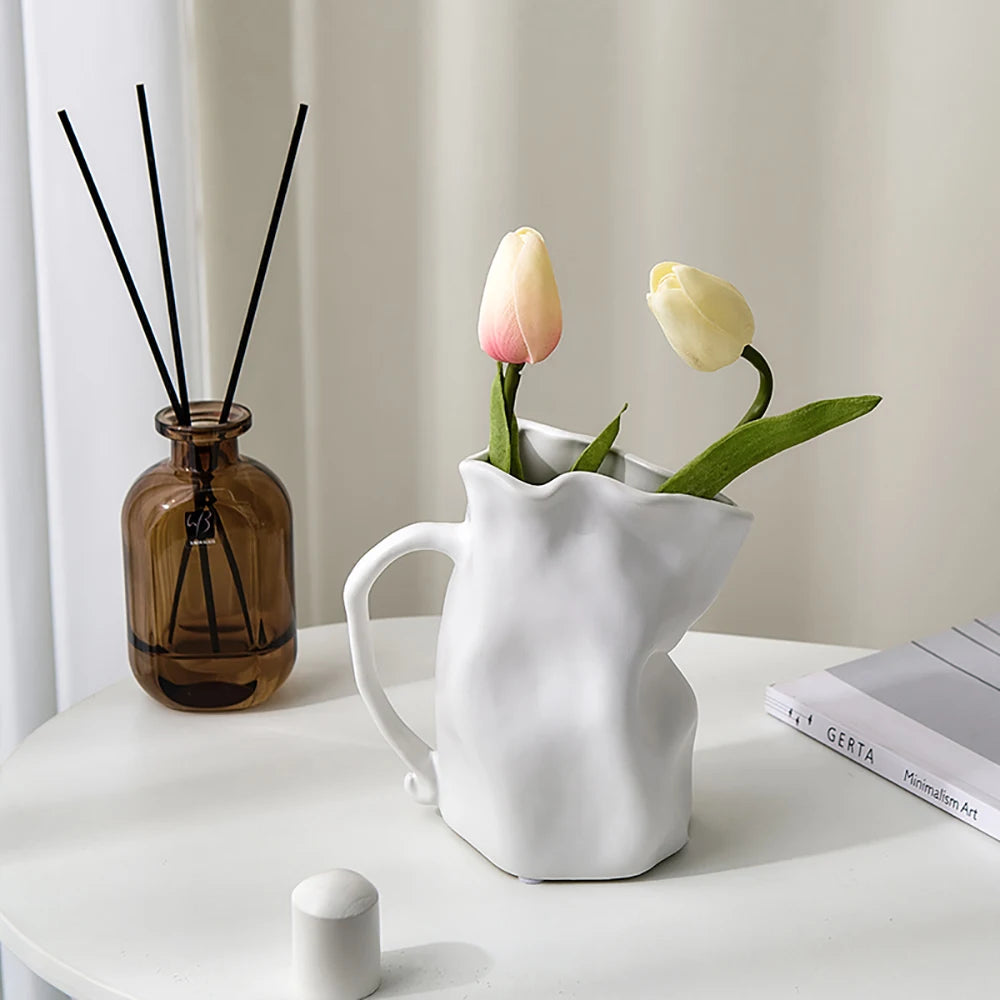 Artisan Elegance: Irregular Jug-Style Vase