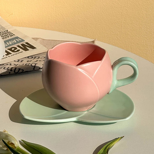 Tulip Ceramic Cup and Saucer