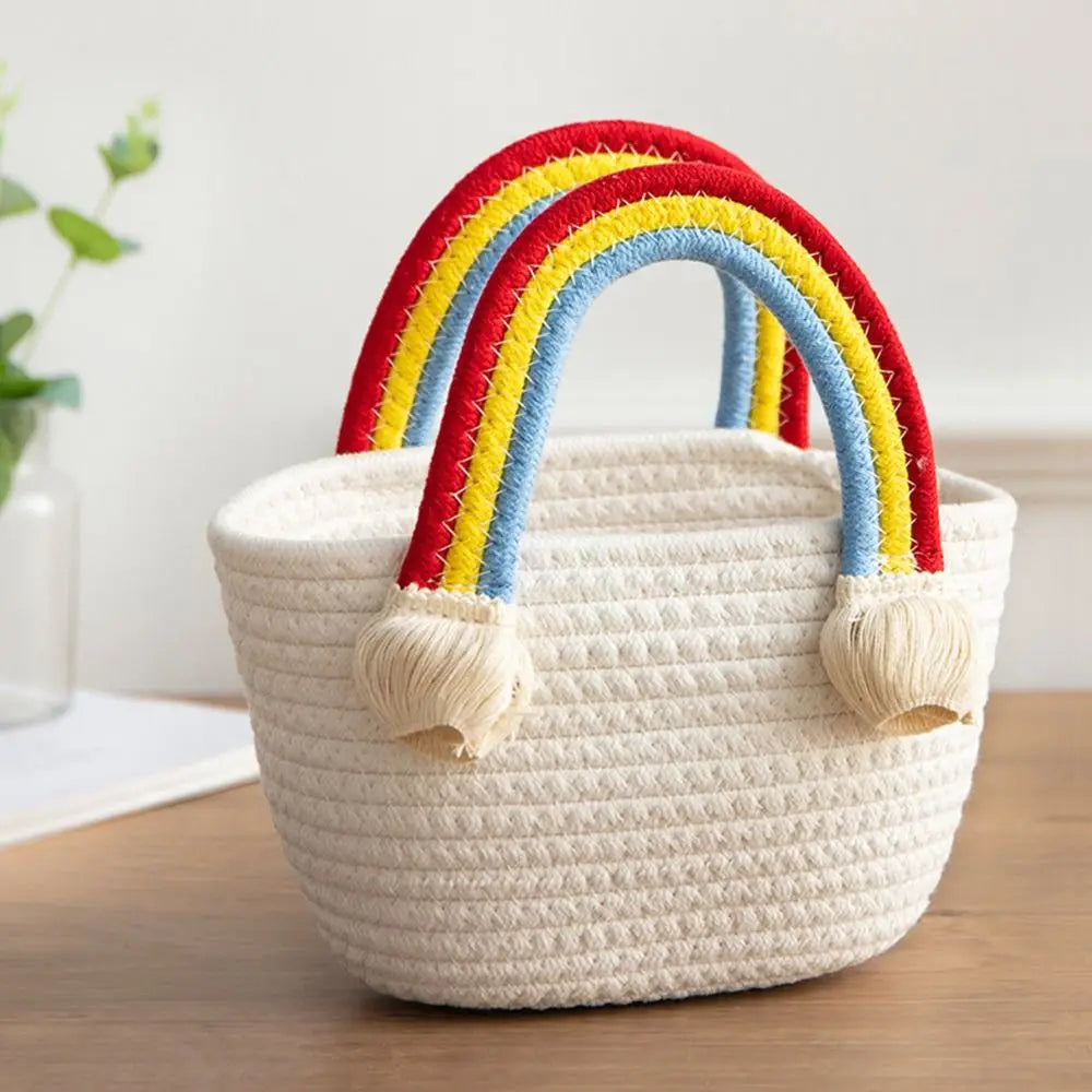 Rainbow Handles Woven Storage Basket