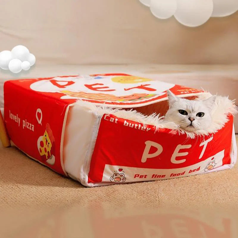 Hamburger Snack Box Bed & Removable Plush Cushion for Cats and Dogs