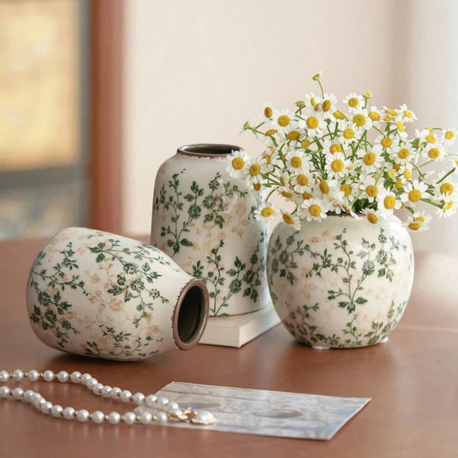 Sage Bloom Ceramic Vase