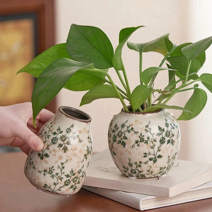 Sage Bloom Ceramic Vase