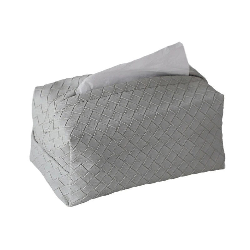 Chic Weave Leather Tissue Box