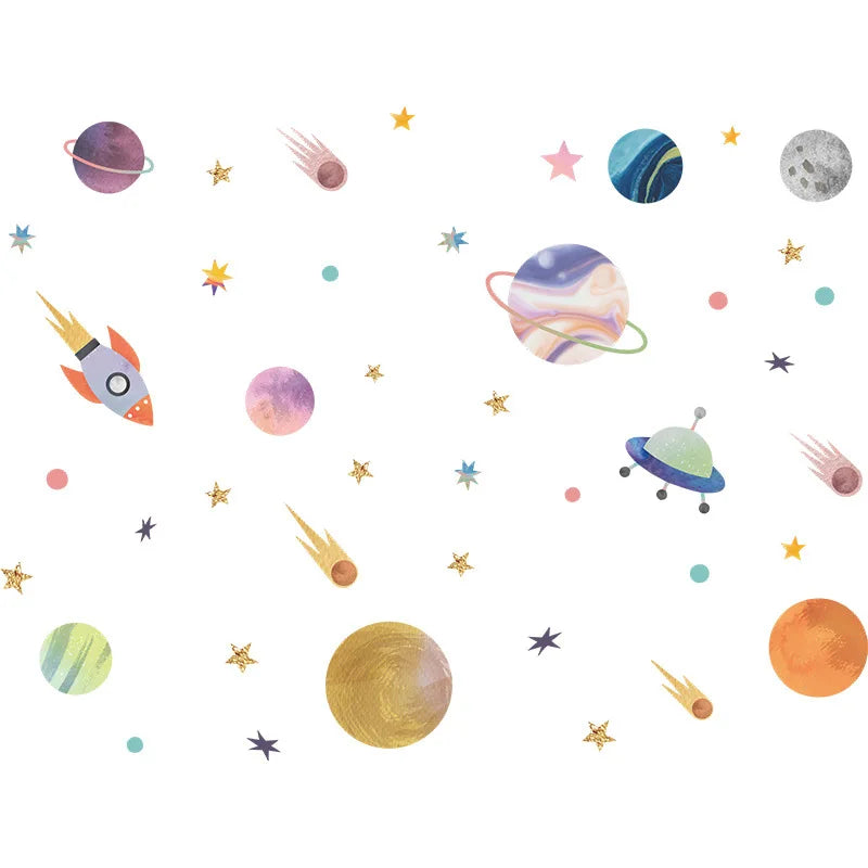 Stellar Adventures: Rocket and Star Wall Sticker Set