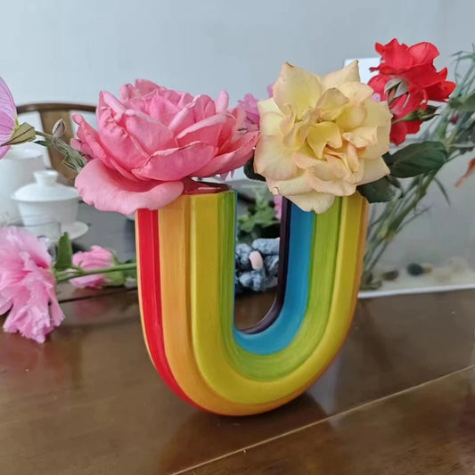 Radiant Rainbow U-Shaped Vase