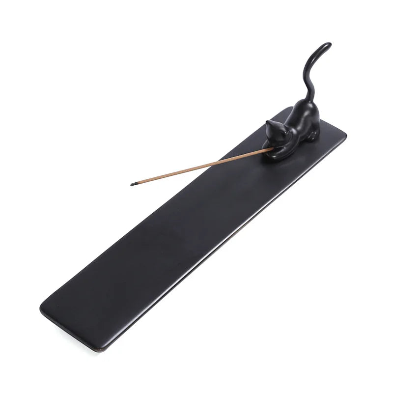 Whiskers & Smoke - Black and White Ceramic Incense Holder