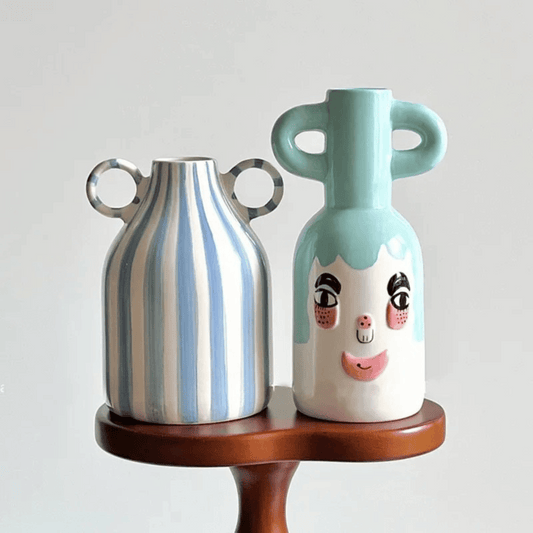 Whimsy Bloom: Artisan Hand-Painted Ceramic Vase
