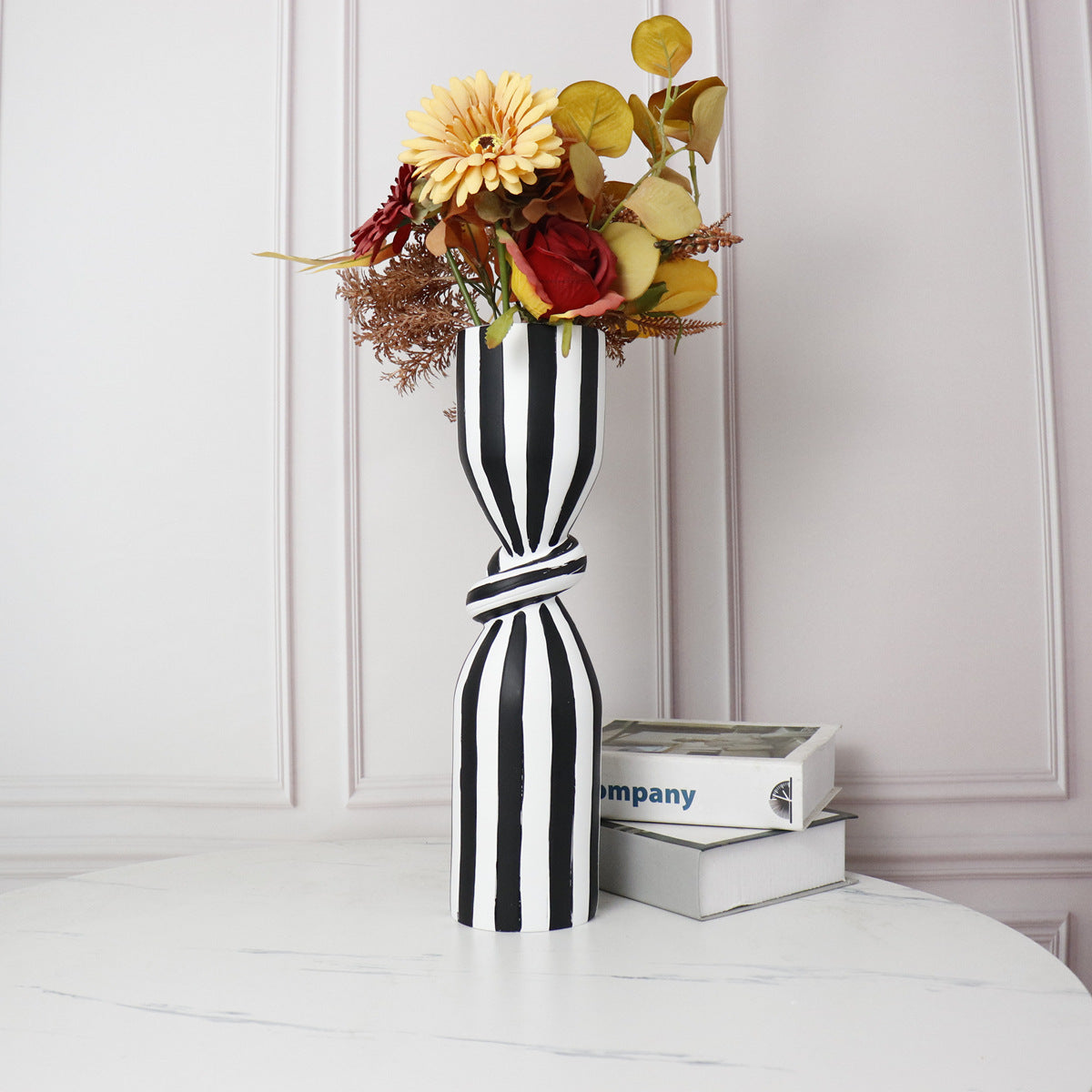 Harmony Stripes: Monochrome Knotted Vase