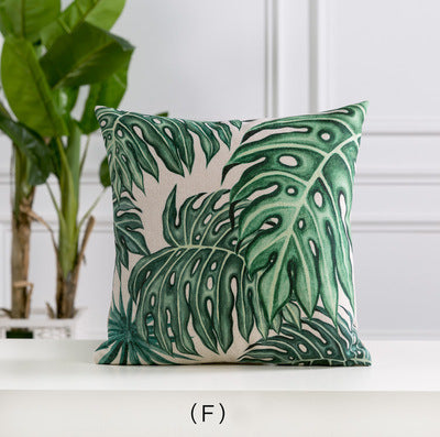 Tropical Verde Embrace Hand-Painted Pillowcase