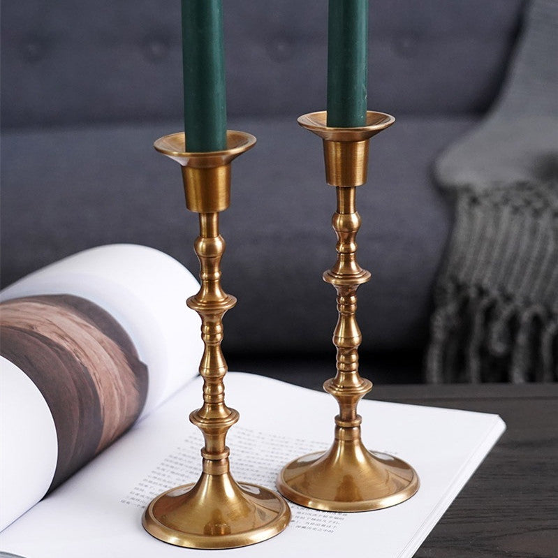 Vintage Distressed Brass Decorative Candle Holder