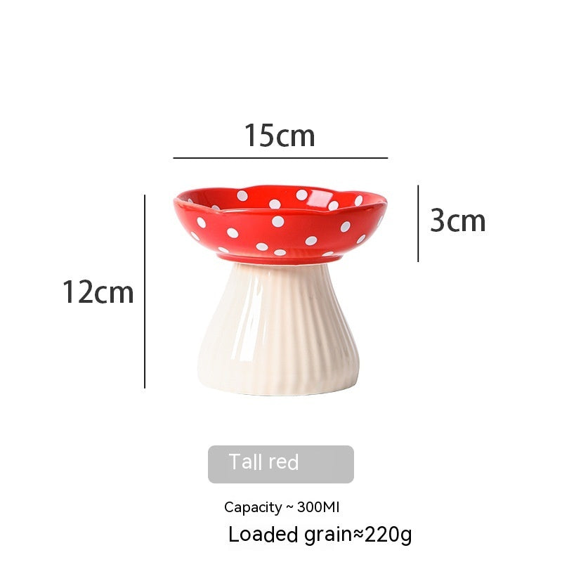 Mushroom Meadow: High Anti-Roll Cat Bowls