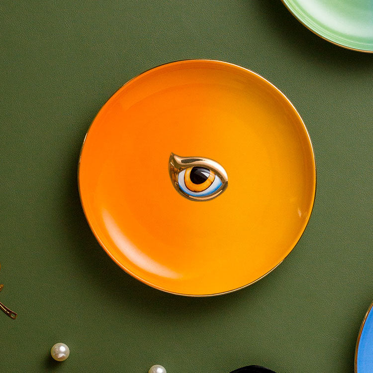 Vibrant Eye Guardian: Colourful Trinket Storage Dish