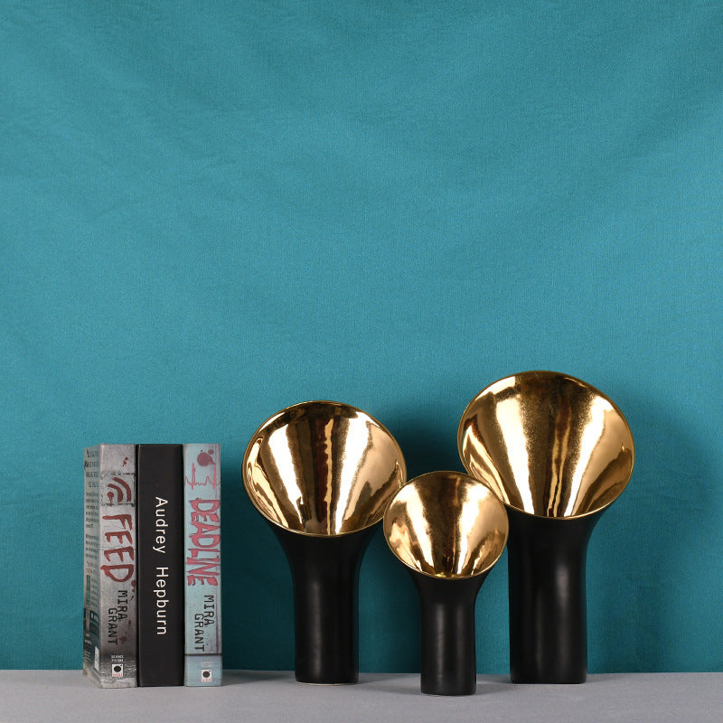 Modern Luxe: Black & Gold Accent Vase