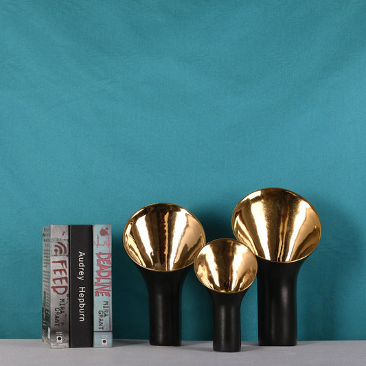 Modern Luxe: Black & Gold Accent Vase