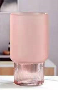 Blush Bloom: Pink Frosted Glass Hydroponic Vase