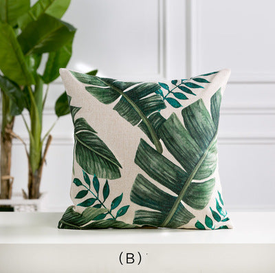 Tropical Verde Embrace Hand-Painted Pillowcase