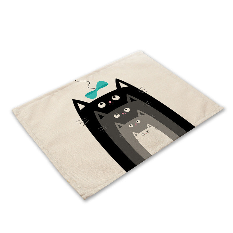 Whisker Wonder: Creative Cat Print Cotton and Linen Western Placemat