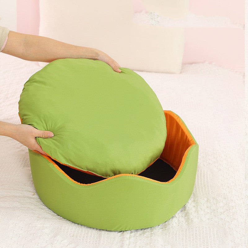 Rainbow Retreat: Colourful Nest Pet Bed