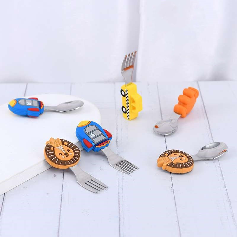 Charm Chums: Cute Cartoon Children's Silicone Cutlery