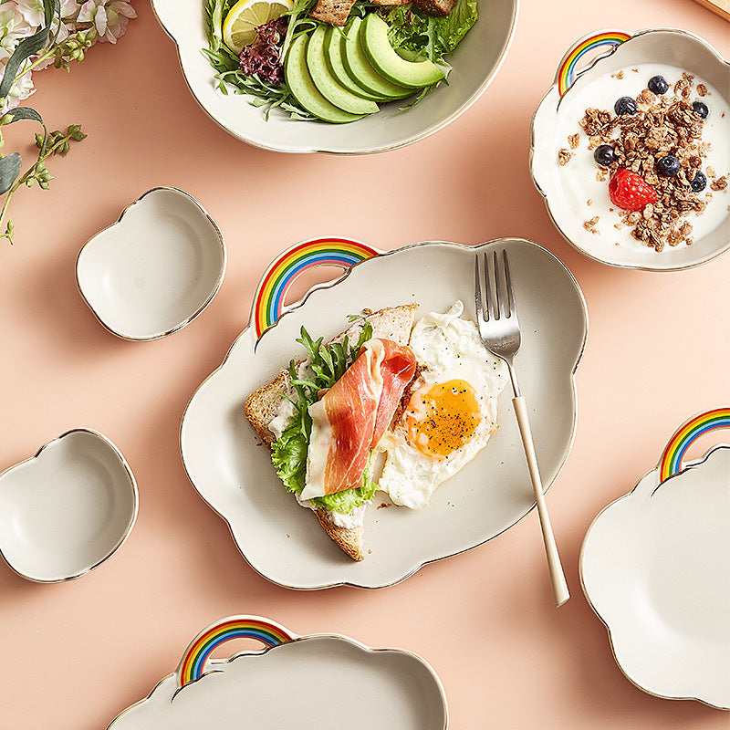 Rainbow Radiance: Ceramic Tableware