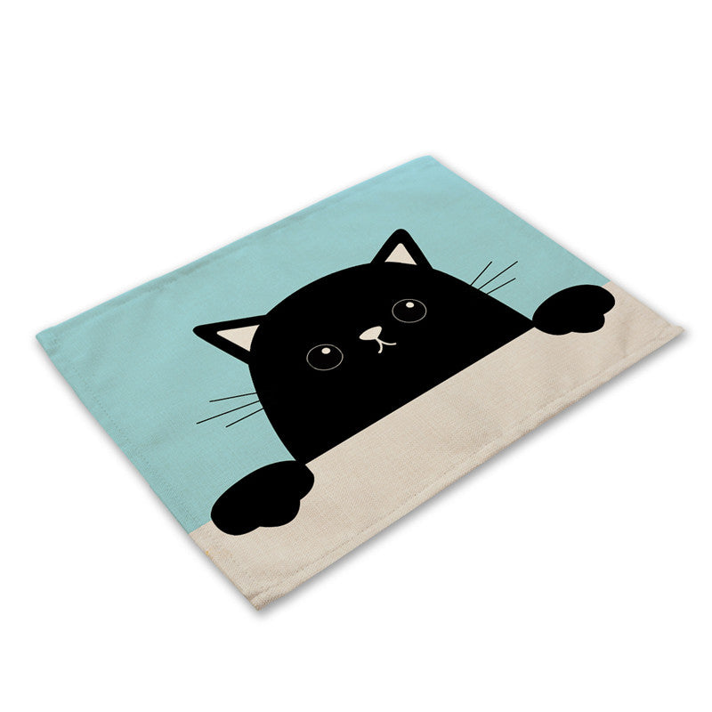 Whisker Wonder: Creative Cat Print Cotton and Linen Western Placemat