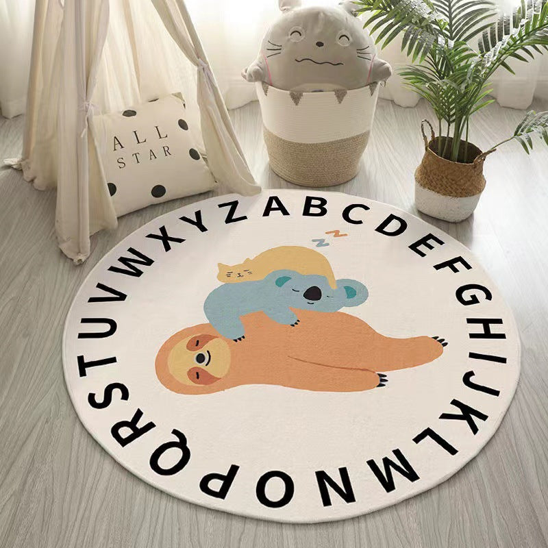 Playful Animal Round Cashmere-like Rug