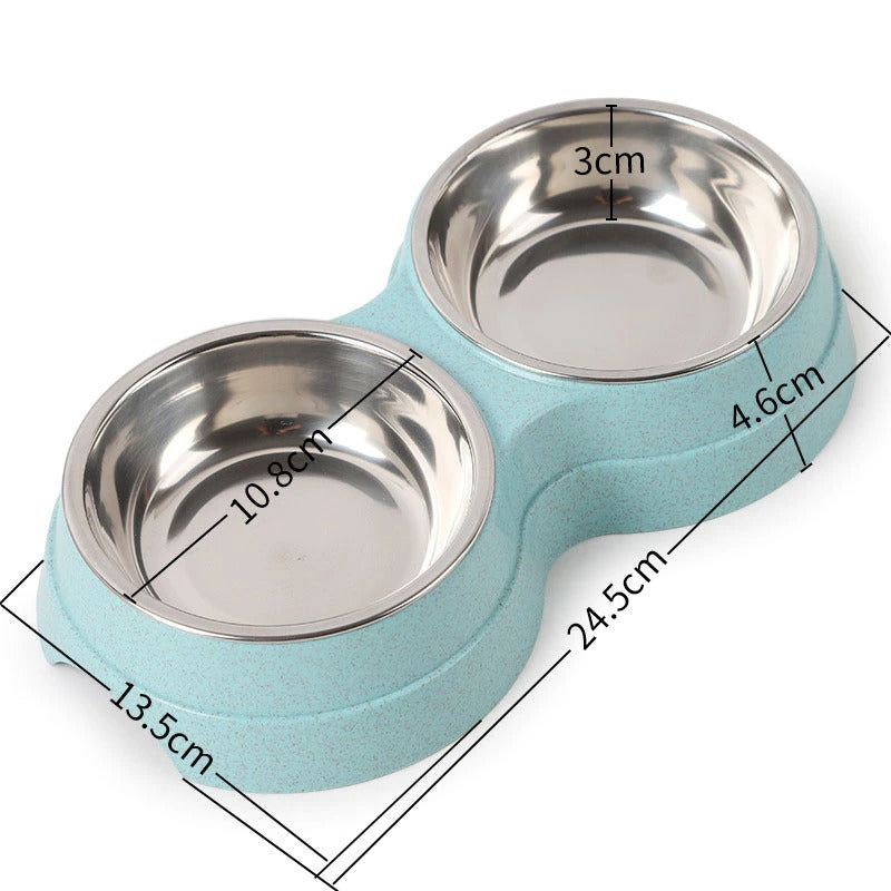 Coloured Double Pet Food Bowl