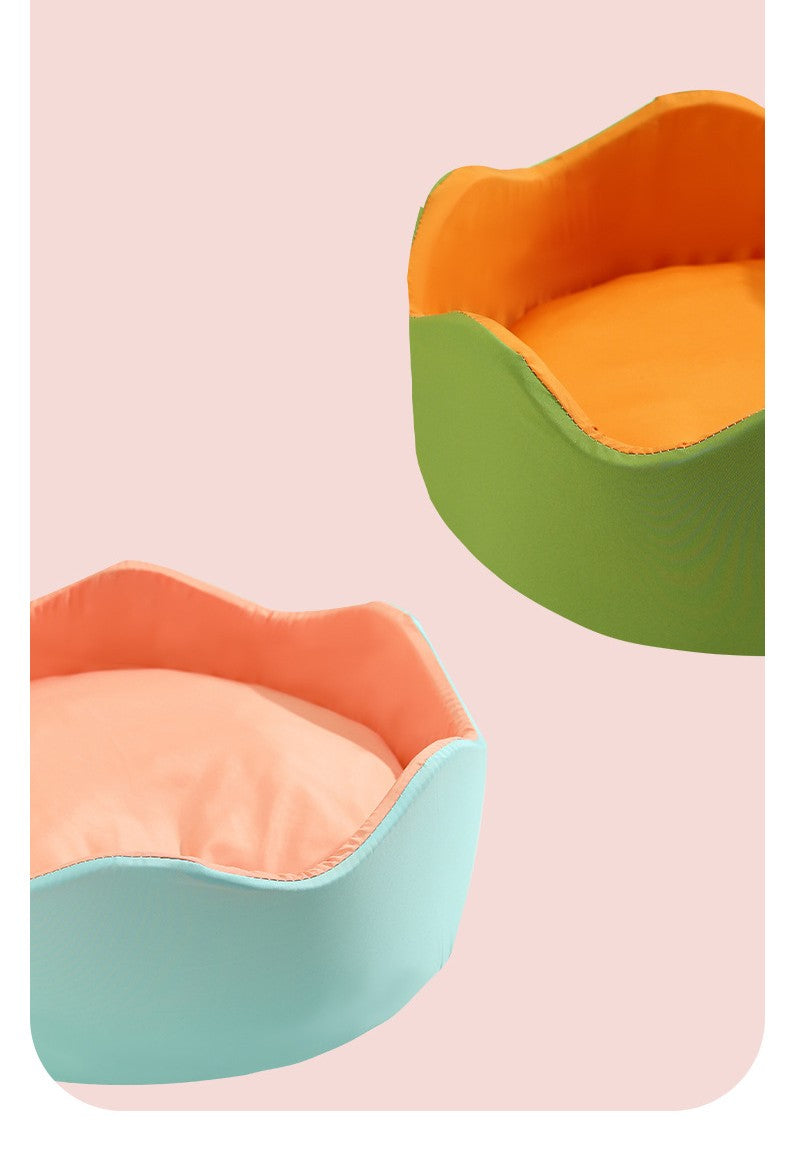 Rainbow Retreat: Colourful Nest Pet Bed