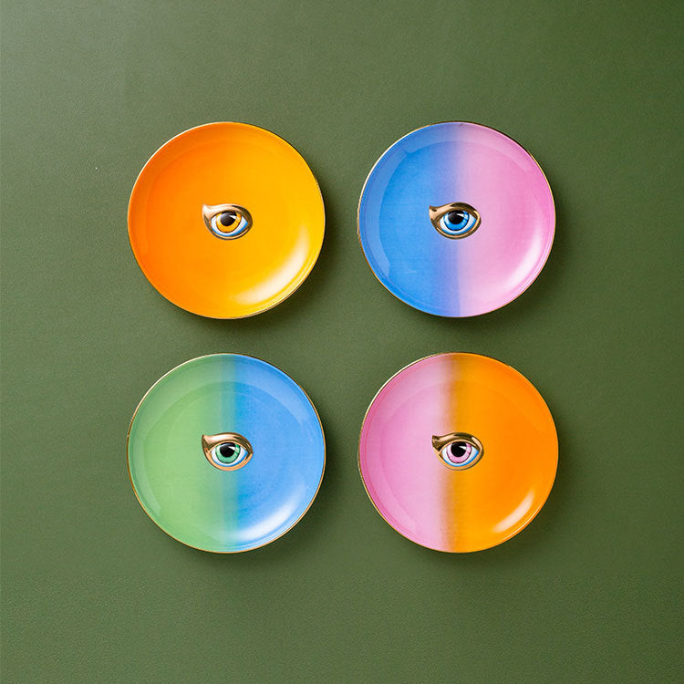 Vibrant Eye Guardian: Colourful Trinket Storage Dish