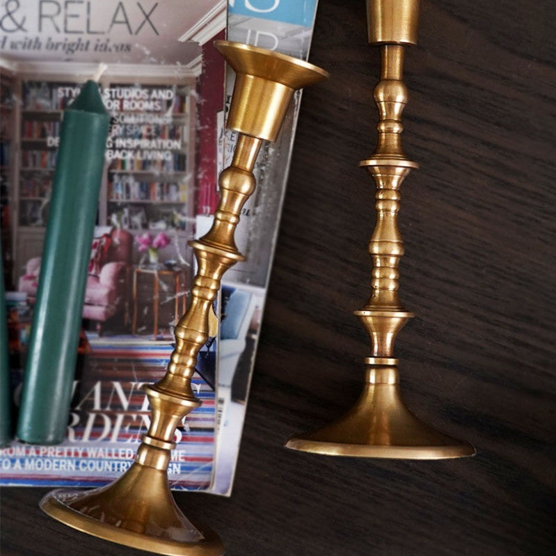 Vintage Distressed Brass Decorative Candle Holder