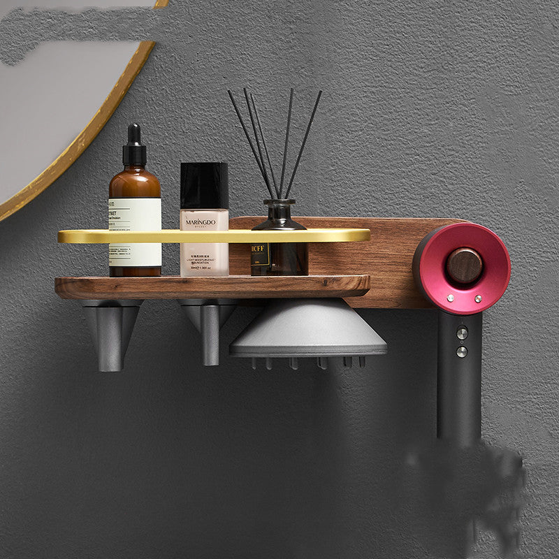 Wooden Hair Dryer Shelf: Bathroom Storage Solution