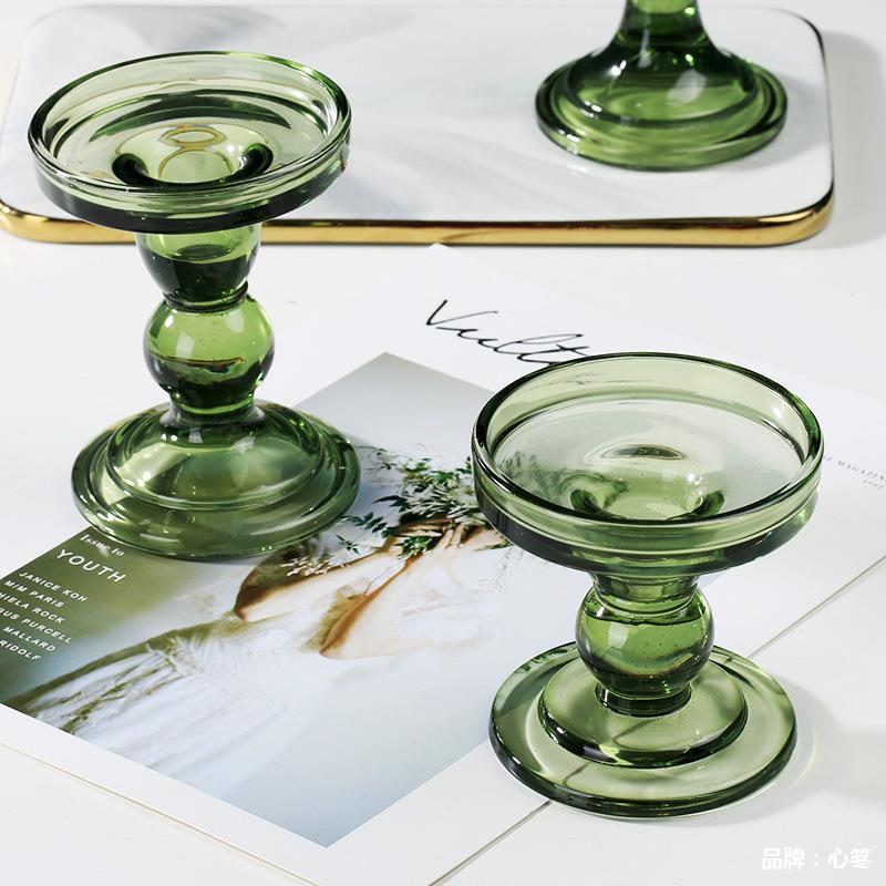 Verdant Glow: Green Glass Candle Holder