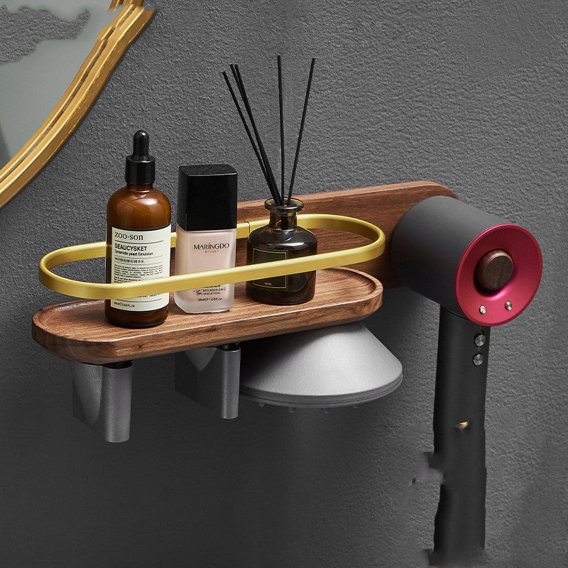 Wooden Hair Dryer Shelf: Bathroom Storage Solution