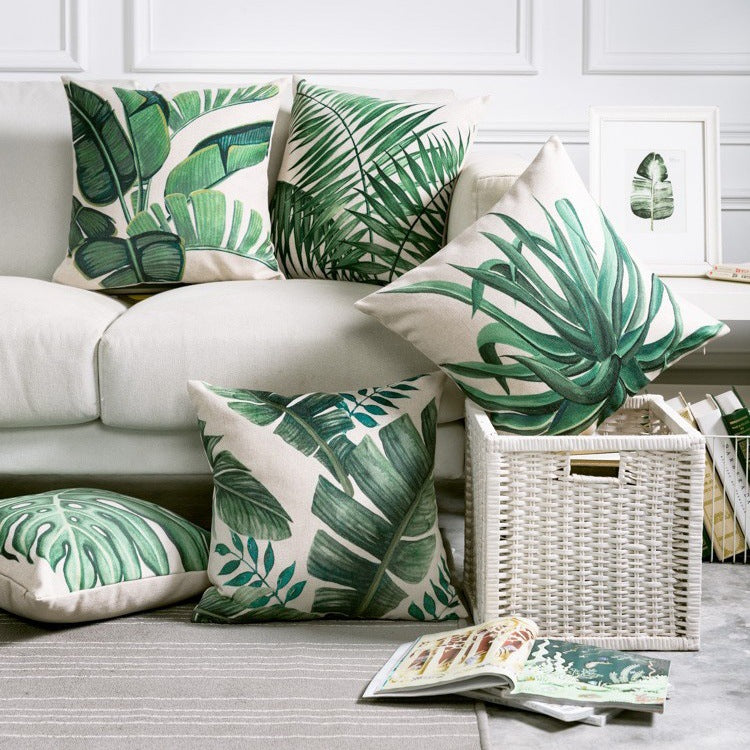 Tropical Verde Embrace Hand-Painted Pillowcase