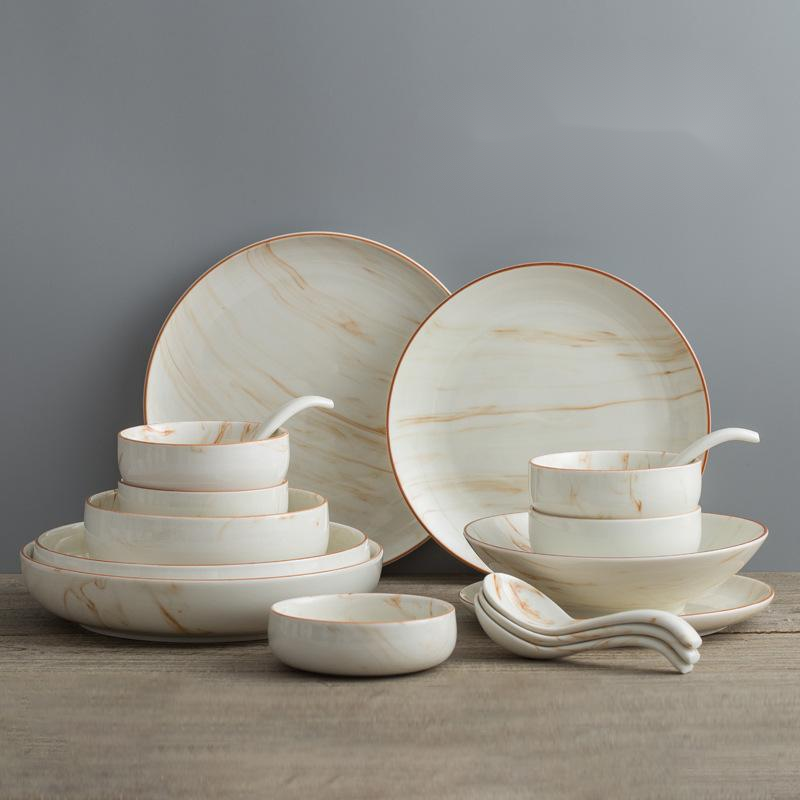 Earthen Elegance Marbled Ceramic Dinnerware