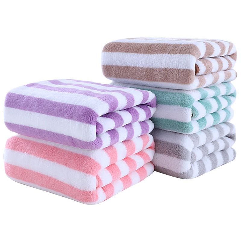 Soft Stripe Coral Comfort: Absorbent Towels