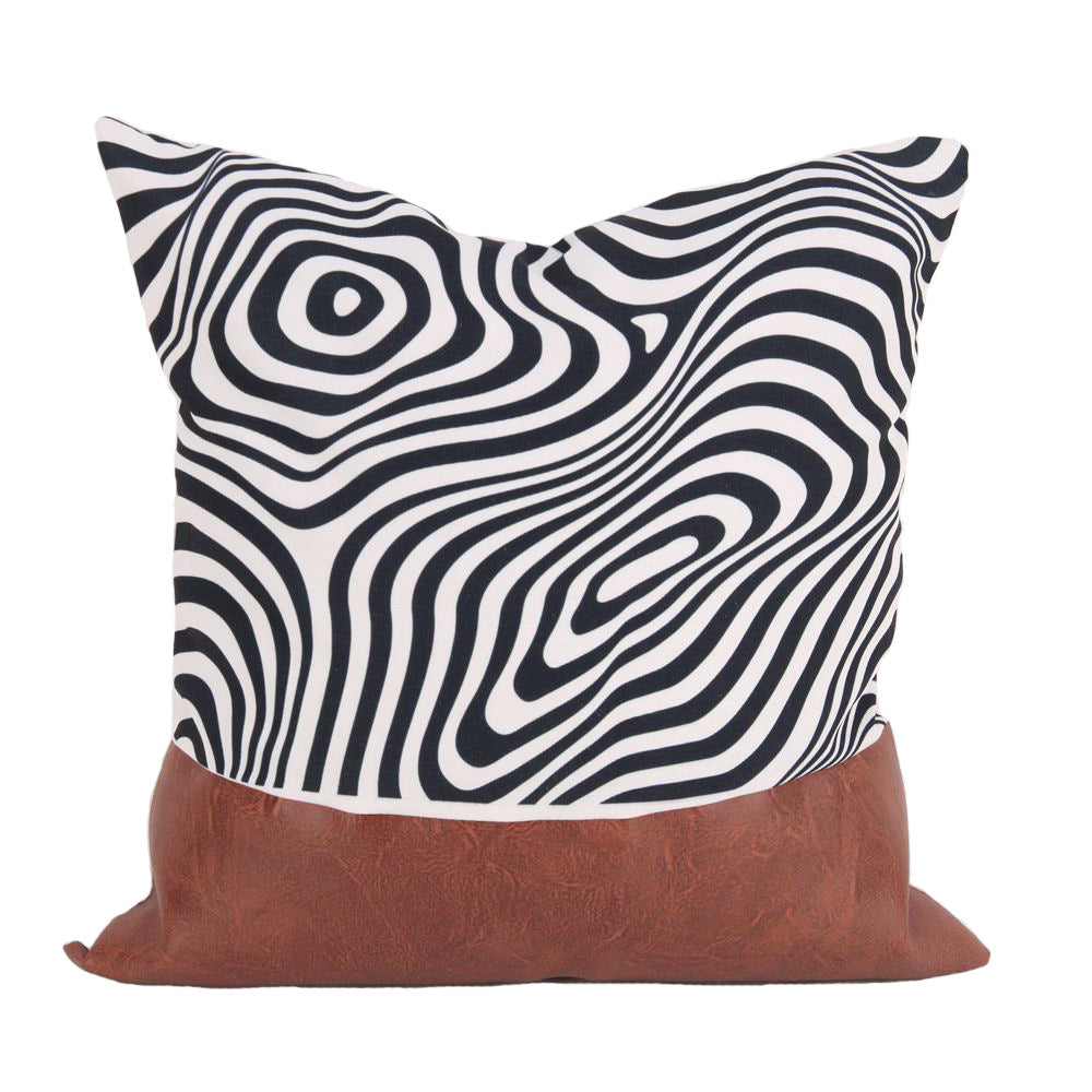 Nordic Chic Geometric Leather Pillow Case