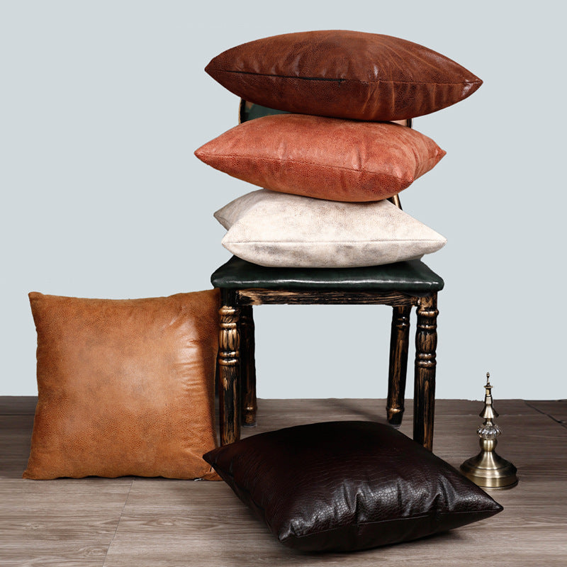 Gilded Retro Leather Sofa Pillowcase Cover