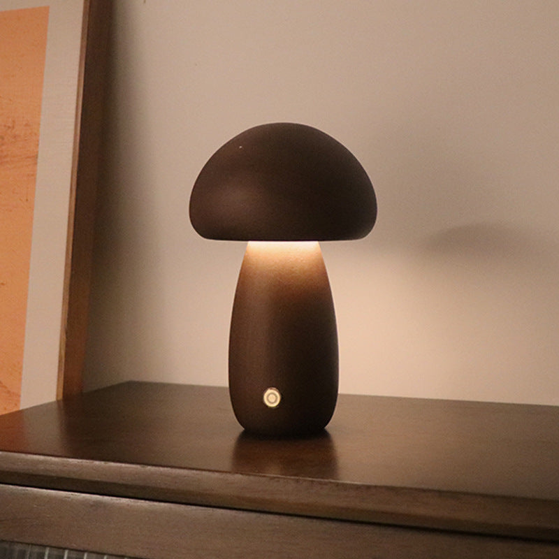 Woodland Glow: Wooden Cute Mushroom LED Light